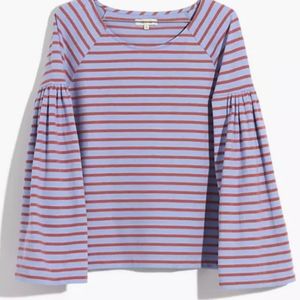 Madewell Shirred Sleeve Sailor Top Sz S